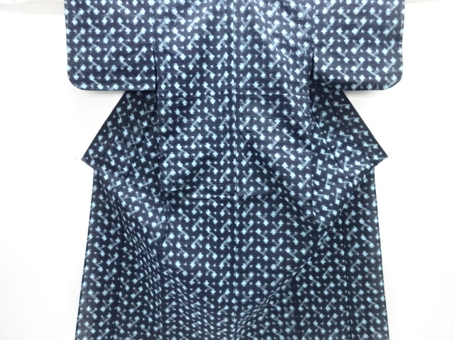 JAPANESE KIMONO / ANTIQUE COTTON BINGO KASURI ABSTRACT PATTERN HITOE K